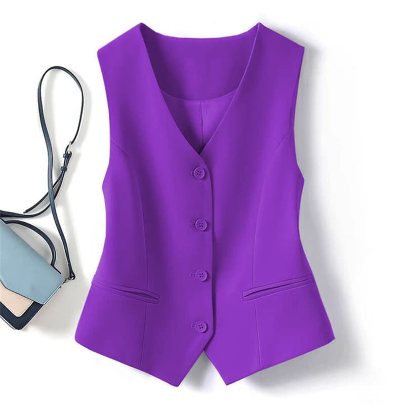 Women's Clothing Suit vest women's small vest spring and autumn new slim fit outer wear layered women's waistcoat purple short vest