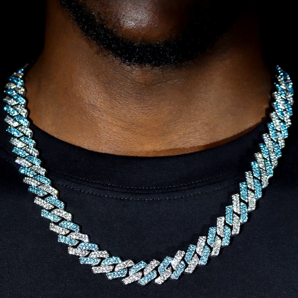 Hot sales 14mm Multicolor Iced Out Crystal Prong Cuban Chain for Women Men Bling Paved Rhinestone Choker Necklace Hip Hop Jewelry