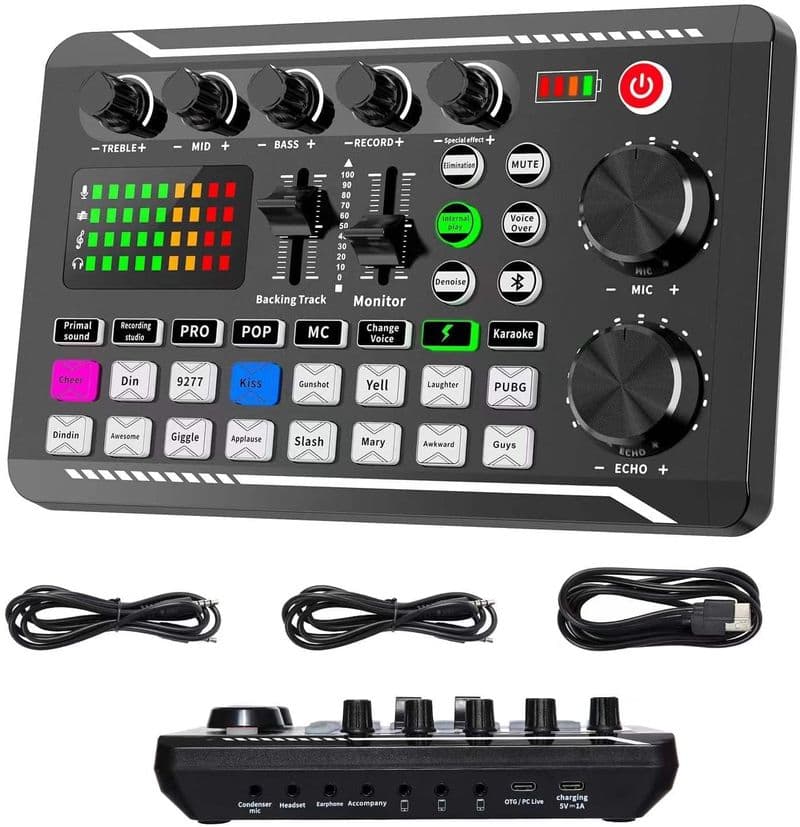 F998/V8S Microphone Live Mixer Board Sound Card Audio Mixing Console Amplifier