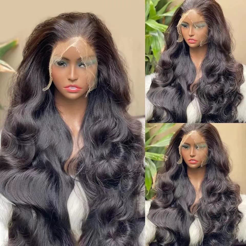 Wig female mid-point long hair air bangs big wave front lace natural fluffy curly hair full headgear spot