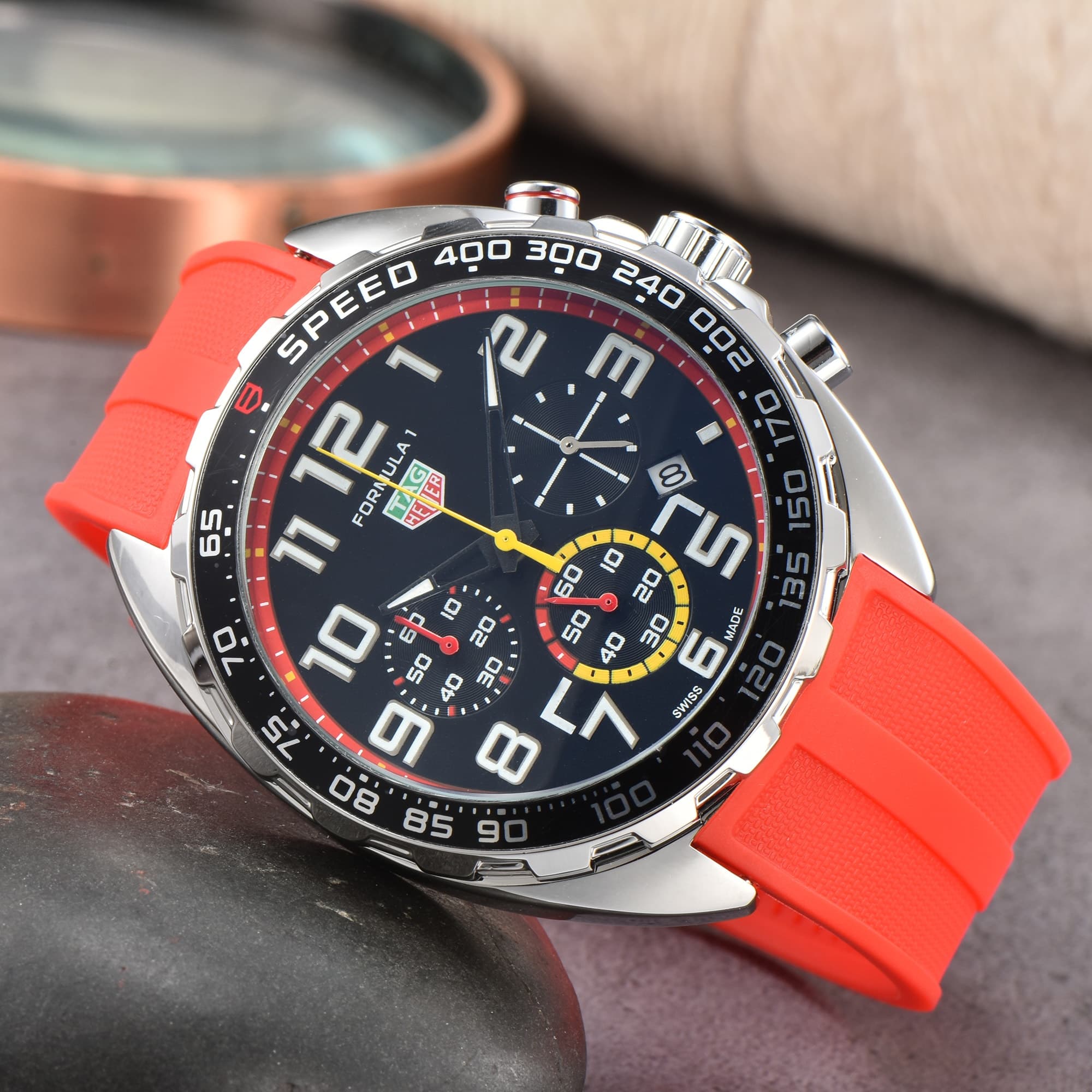 Montre TAG pour homme, multifonctionnelle, à 6 broches, bracelet en acier, à quartz, de haute qualité