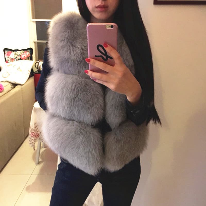 Women's New Style Imitation Fox Fur Spliced PU Fur Vest Short Rabbit Fur Vest Vest Vest Large Size Women Special Price