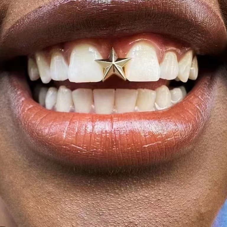 Dental Grill Braces Hip Hop Single Tooth Five Pointed Star Tooth Decoration Fashion Personality Trend Grillz Tooth Decoration