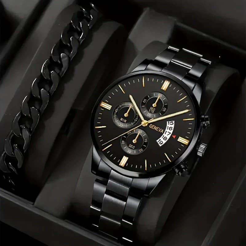 Men's Watches Classic Fashion Calendar Watch Sports Men's Steel Belt Watch Business