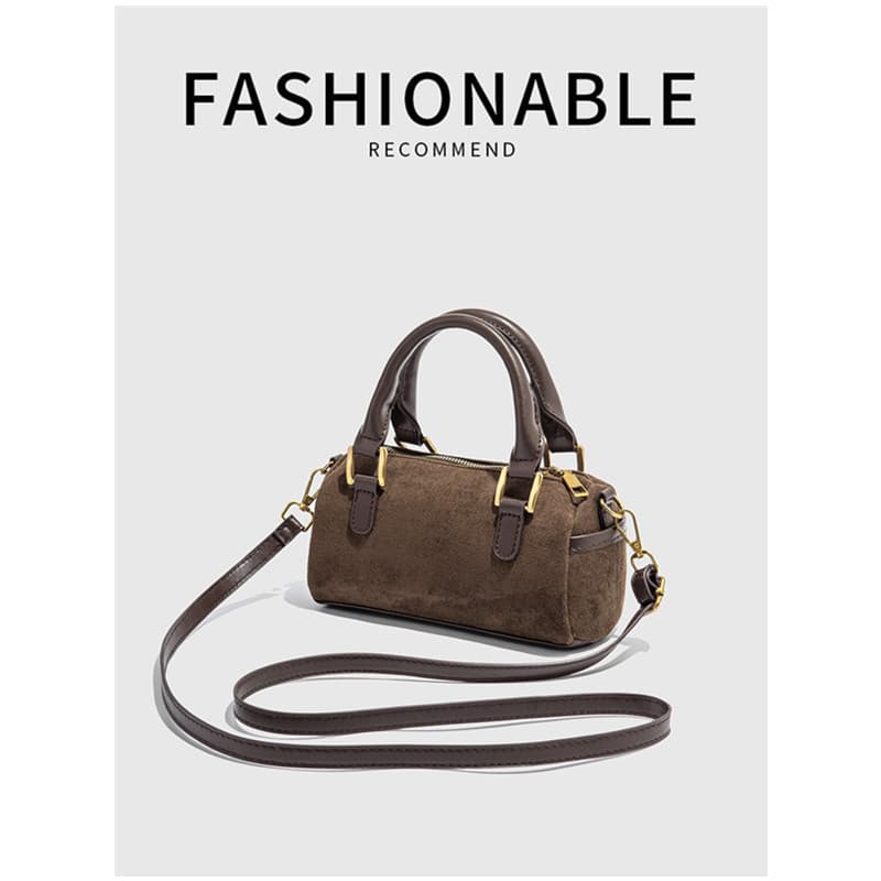 Fashion New Retro Suede Versatile Single Shoulder Crossbody Small Bag Pillow Bag Boston Handbag For Women