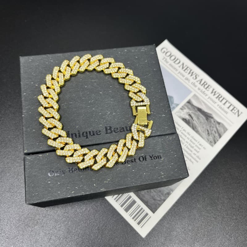 Popular Men's Necklace 14mm Diamond Diamond Geometric Trend Hiphop Hip Hop Jewelry Bracelet Cuban Chain