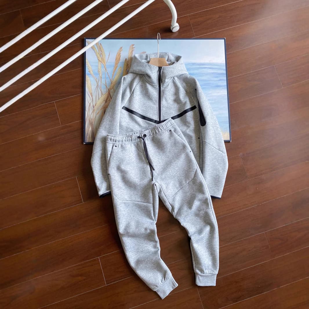 Ensemble veste et pantalon de survêtement laminé TECH FIEECE, style décontracté, hiver, printemps et automne, avec fermeture éclair.
