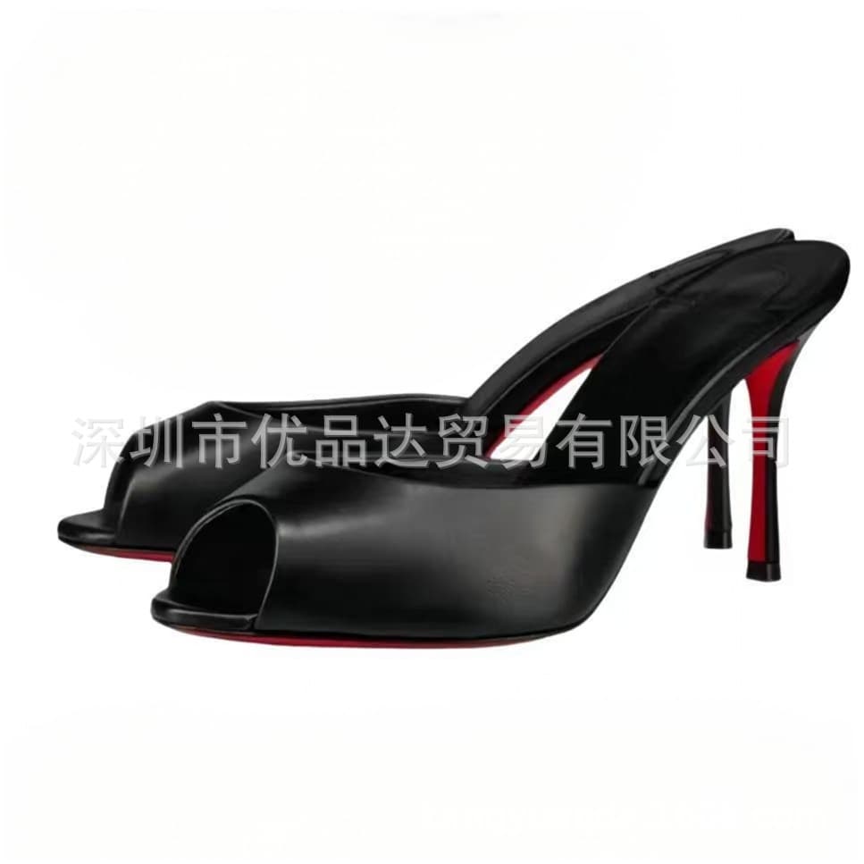 Escarpins à talons aiguilles à semelle rouge, bout pointu sexy, chaussures de qualité supérieure, bout ouvert.