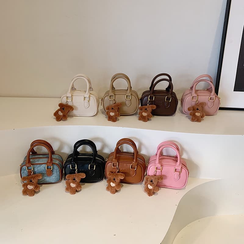 Kids' Bowling Bag With Cute Bear Charm - Stylish Mini Shoulder Purse For Boys & Girls,Crossbody Handbag​