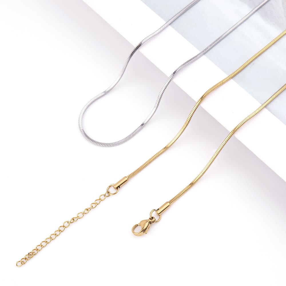 Necklaces Stainless Steel Square Snake Necklace Titanium Steel Vacuum Gold Plated Square Snake Bone Chain Necklace Titanium Steel Hard Snake Chain