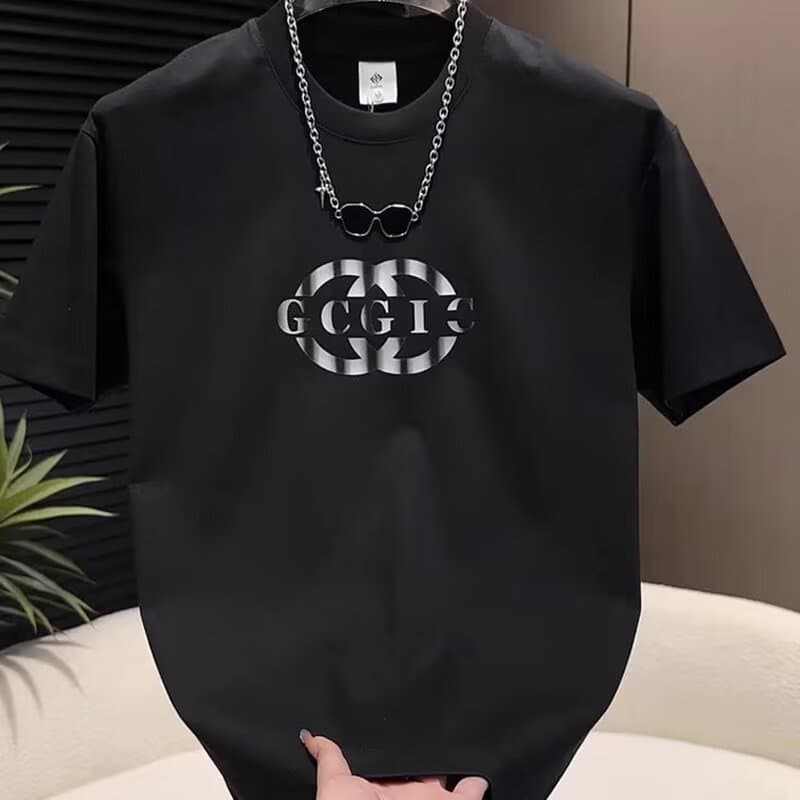 Summer Casual Loose Fit Men's T-Shirt Short Sleeve Fashionable Letter Print Crew Neck Versatile