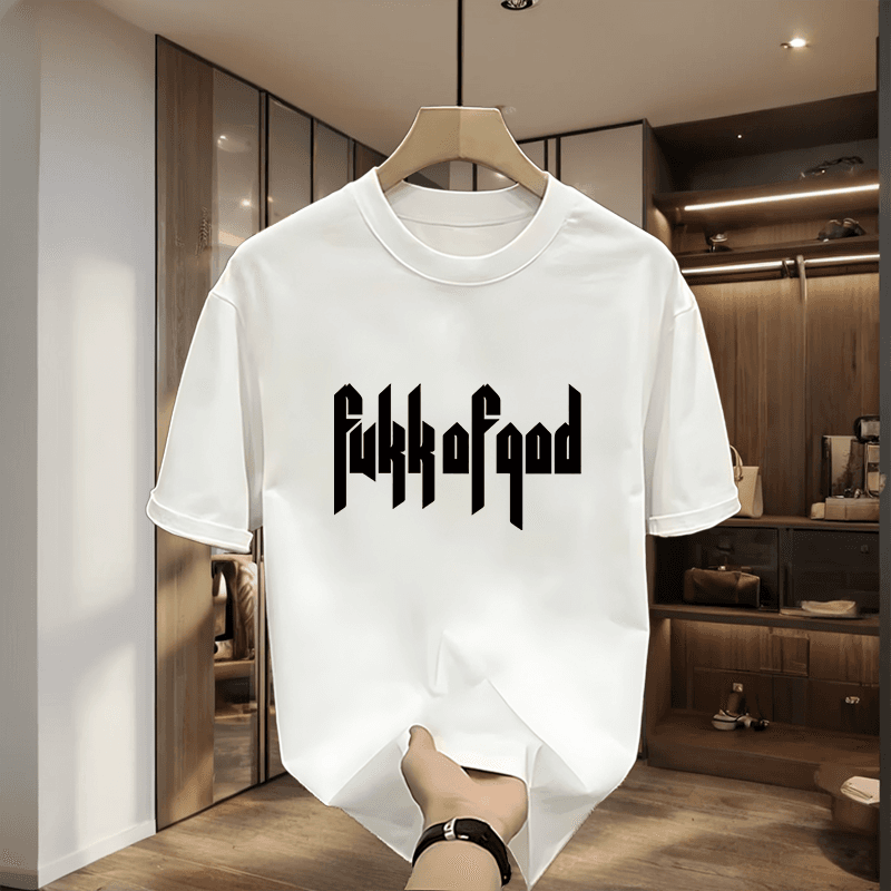 Personalized, Simple, Loose, Medium To Long Cotton Round Neck Short Sleeved Fashionable Ins Trendy Brand Printed T-shirt