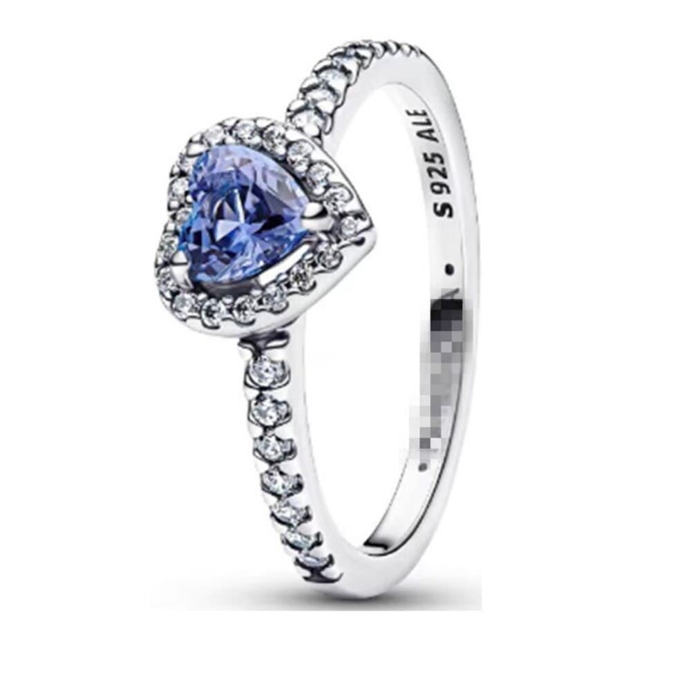 Bague Panjia Duola en cuivre plaqué argent, série Noble, cœur rouge, rose et blanc