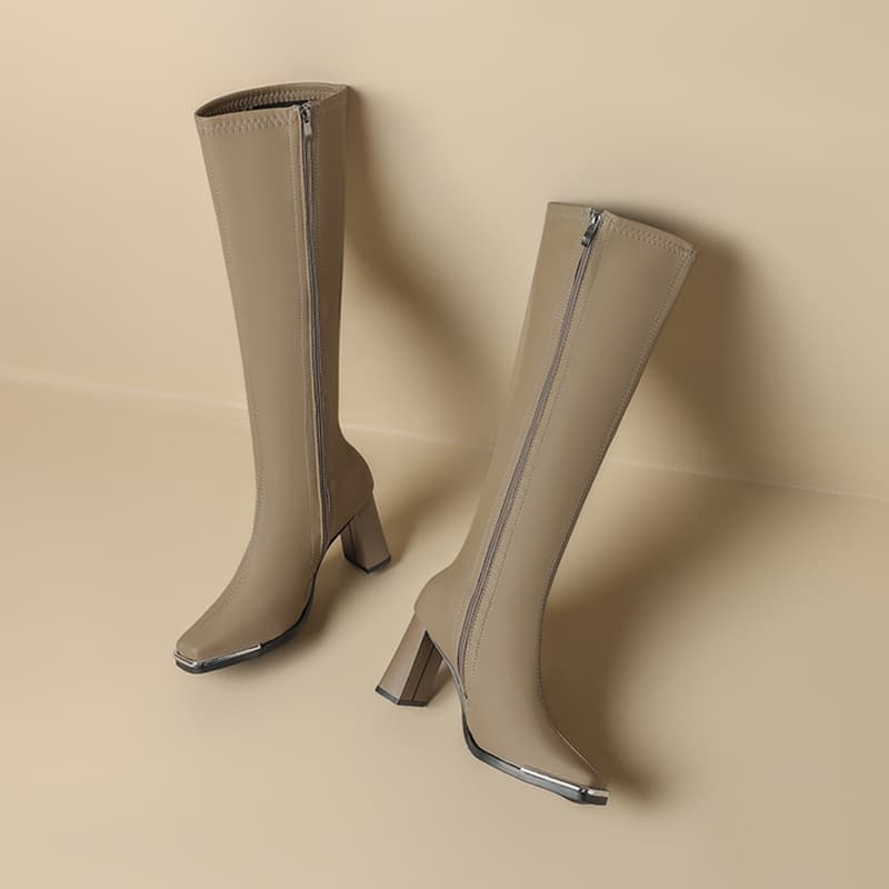 Black Pointed Toe Chunky Over-the-Knee Long For Women 2025 Winter Autumn New Style High Heel Side Zipper Riding Boots