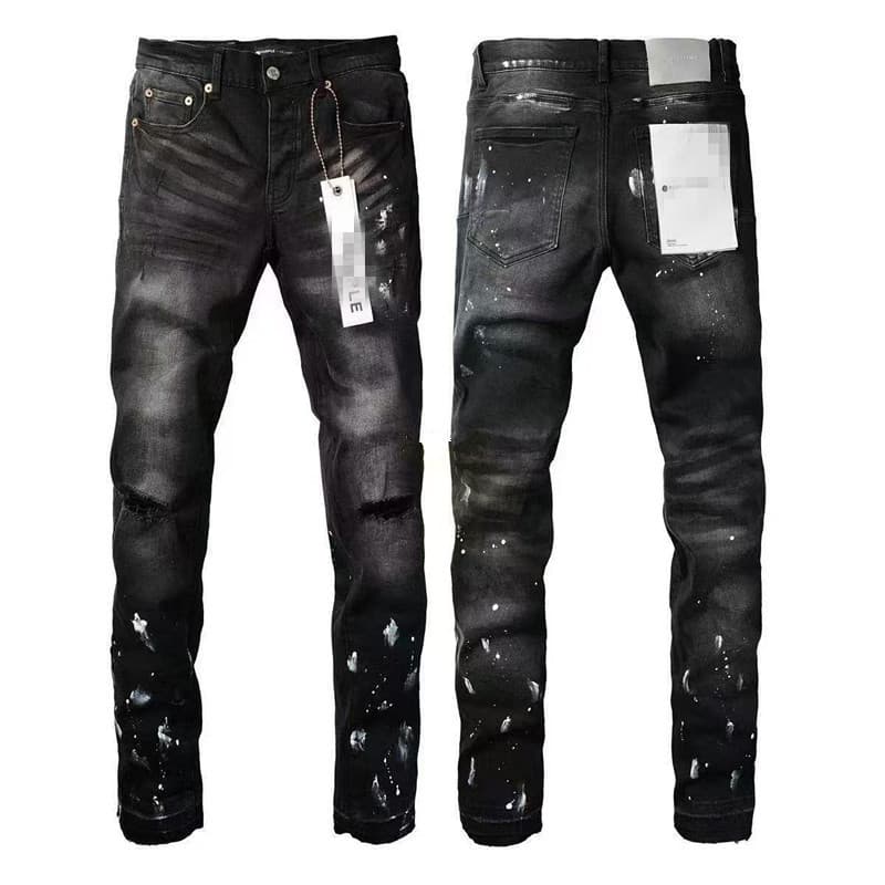 Jean slim pour homme 2026, style décontracté et tendance, en coton déchiré, orné d'écussons brodés.