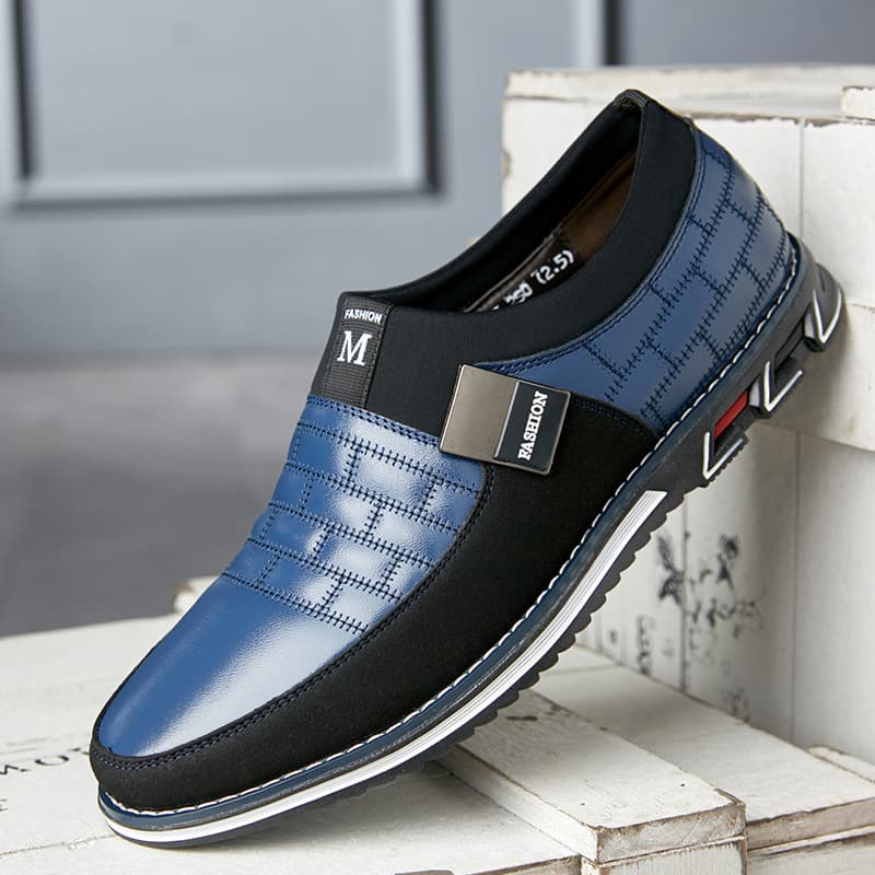 Large size 2022 autumn casual leather without shoelaces, single kick or lace up British men's shoes