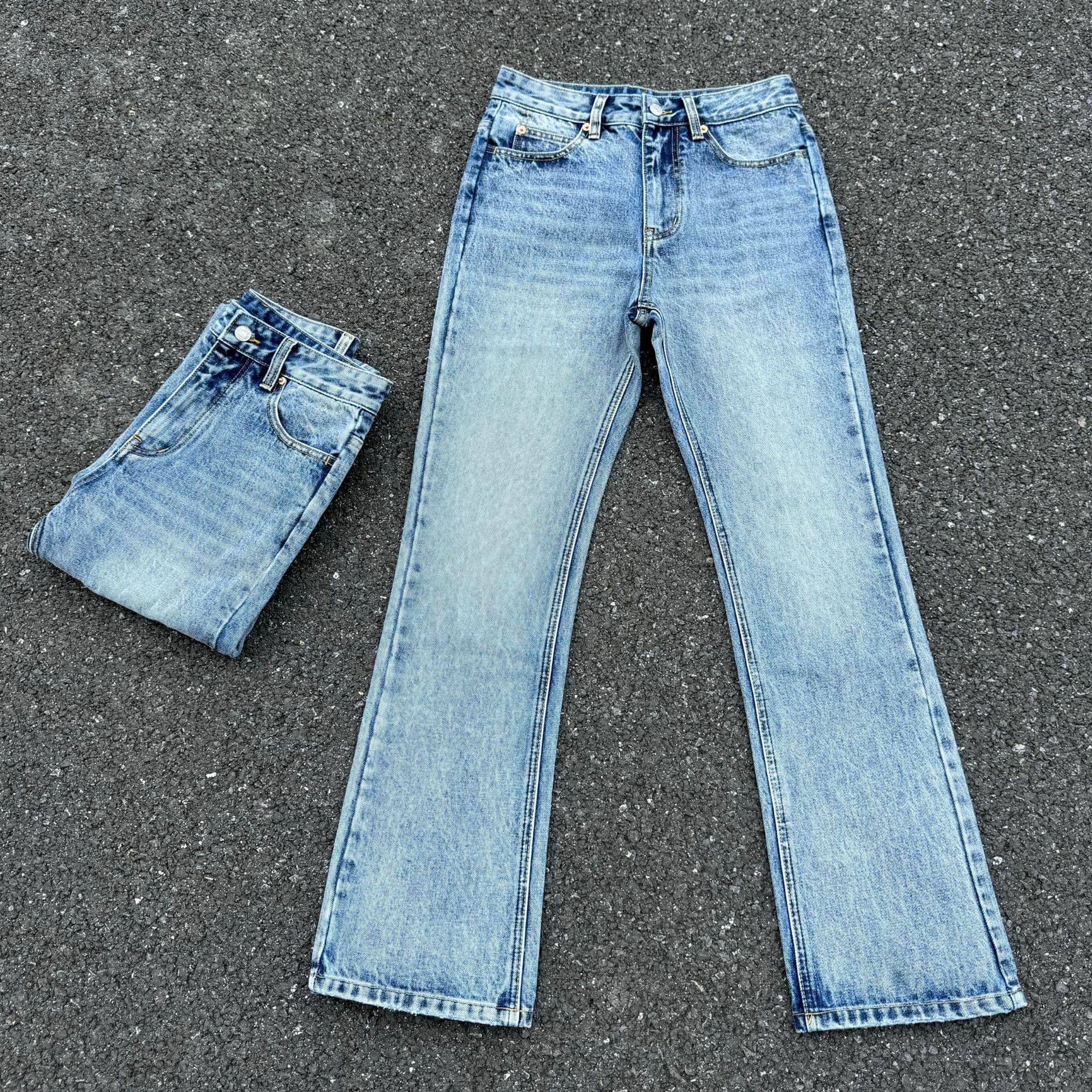 Men's Clothing Marble Pattern Washed Distressed 517cleanfit Flared Denim Snowflake Pattern Commuter Top Men's Versatile Trousers