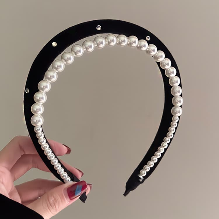 ​​Double Layer Pearl Headband For Women - Wide Rhinestone Hair Crown (High Crown, Elegant Hair Accessories)​​