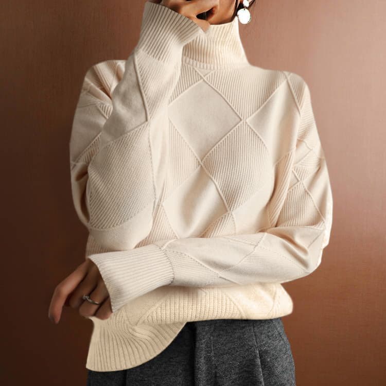 Women's Clothing Autumn and winter new casual and versatile sweaters, loose turtleneck warm sweaters, solid color knitted pullover tops