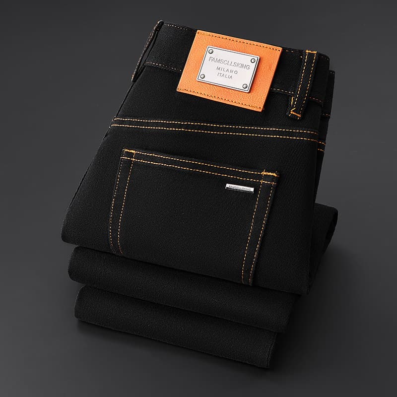 Men's Clothing Original jeans men's black new autumn and winter brand casual slim elastic high end goods long pants