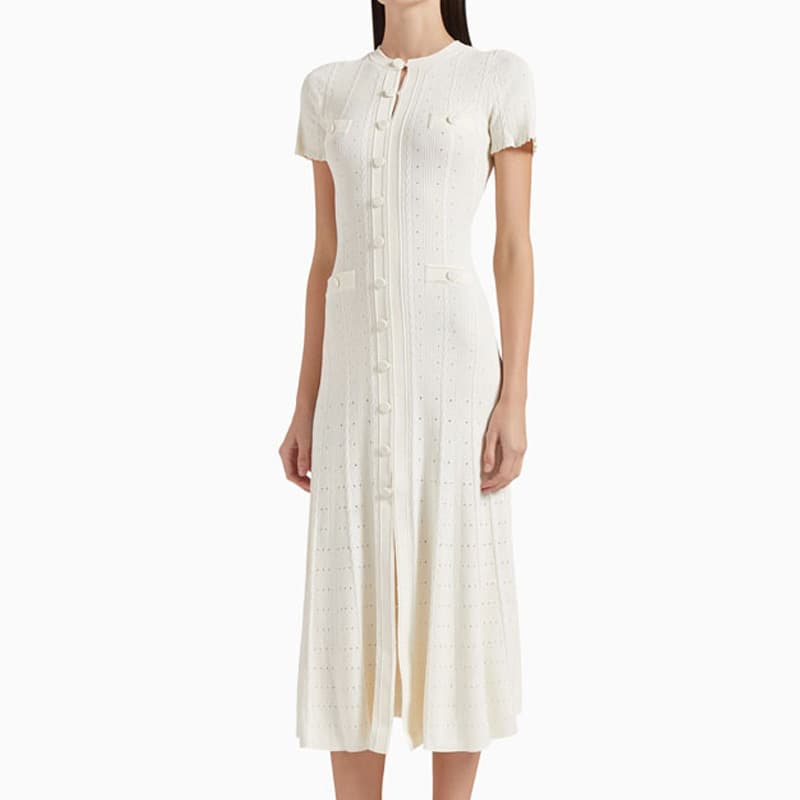 Women's Clothing Hollow Lace Sleeves Slim Fit Knitted Dress Women's Fashion