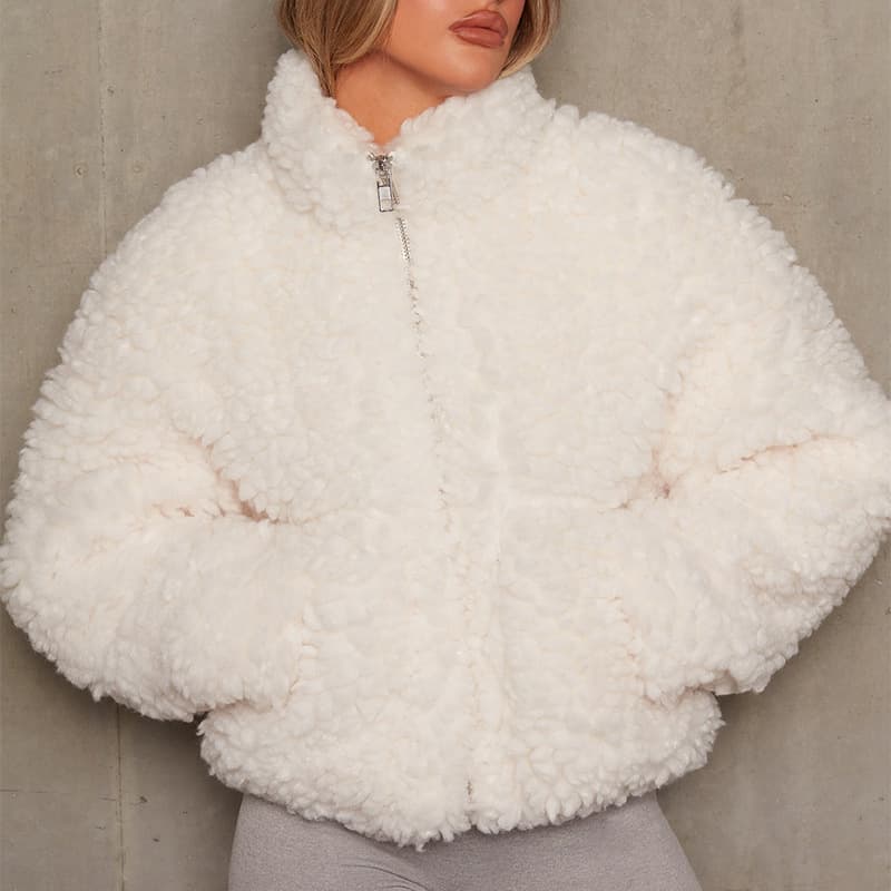 Women's Clothing Plush Cardigan Short Jacket Lamb Wool Coat For Women