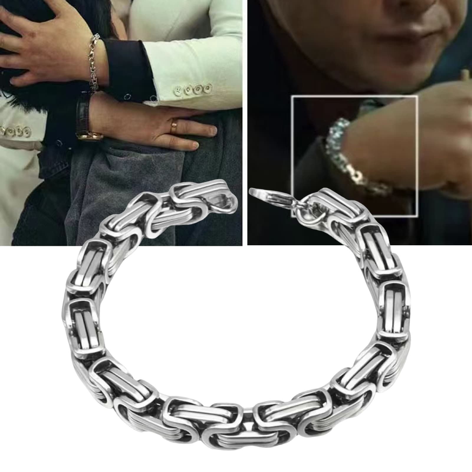 Yamaler Men Bracelet Exquisite Not Fade Buckle Closure Titanium Steel Men Wristband Bracelet Jewelry Daily Wear