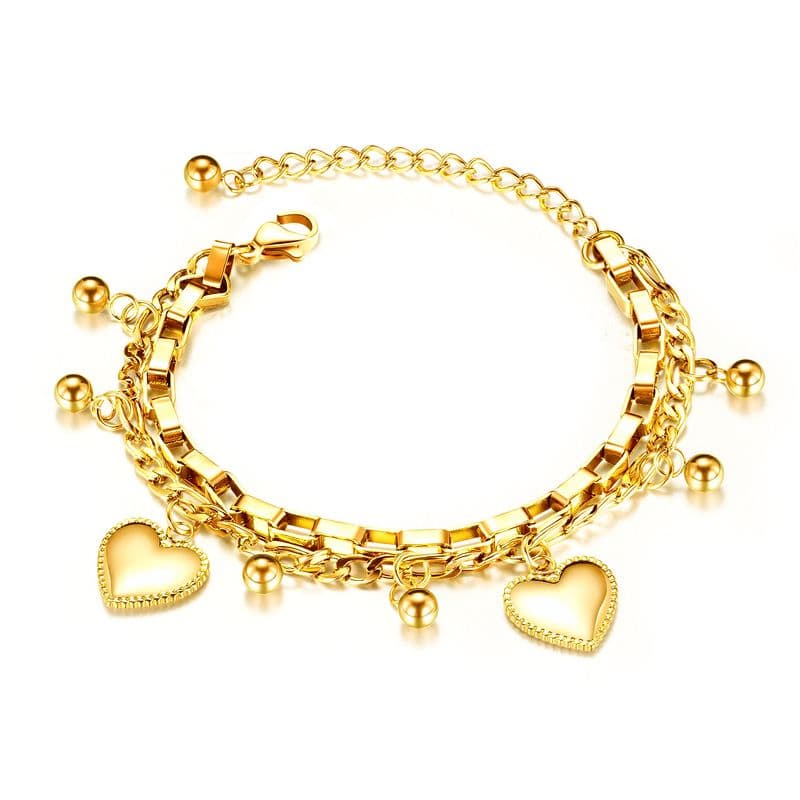 Women's Jewelry Fashion Multi Layer Stainless Bracelet Round Bead Love Titanium Steel