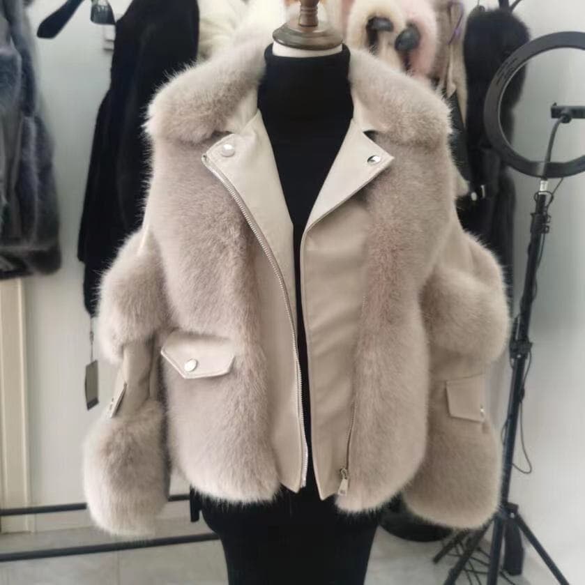 Haining Fur Coat For Women Fine Fox Fur Fur One-piece Young Lady Style Fur Coat