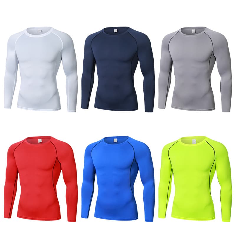 Men's Clothing Long Sleeved Sports Tights Outdoor Basketball Fitness Cycling Sweat Absorbent Breathable Long Sleeved Tights Men