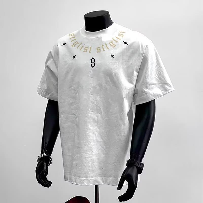Men's Clothing Short Sleeved Sports Loose Simple Casual T Shirt Round Neck Top