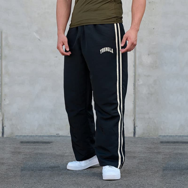 Men's Clothing men's sports pants double stripe stitching printed casual pants gym sports fitness mid waist straight pants
