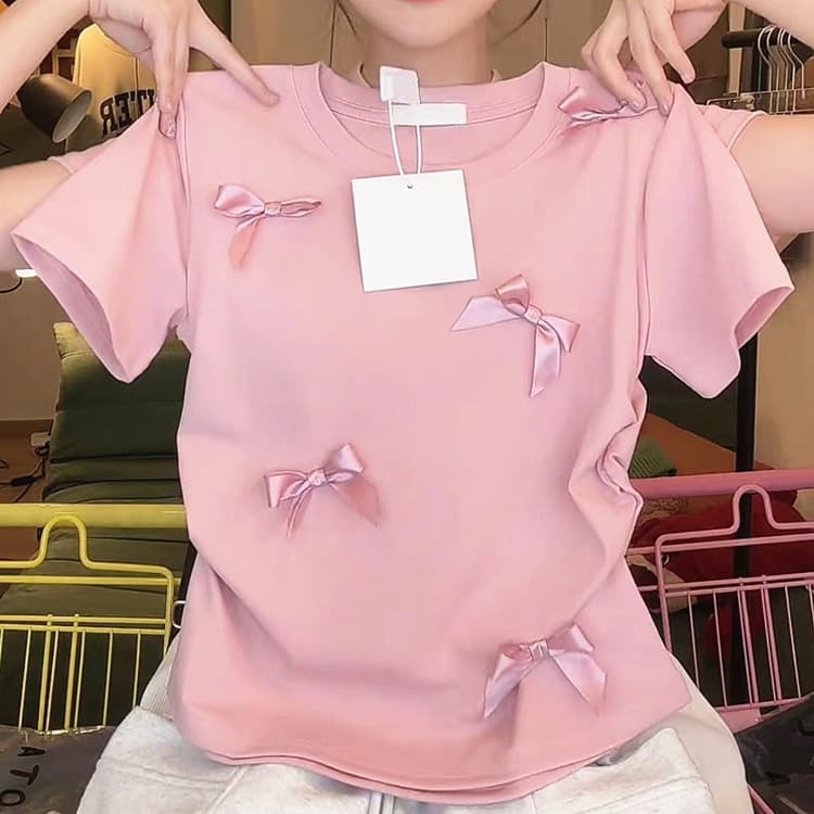Women's short-sleeved T-shirt for women summer new gentle sweet slim fit top