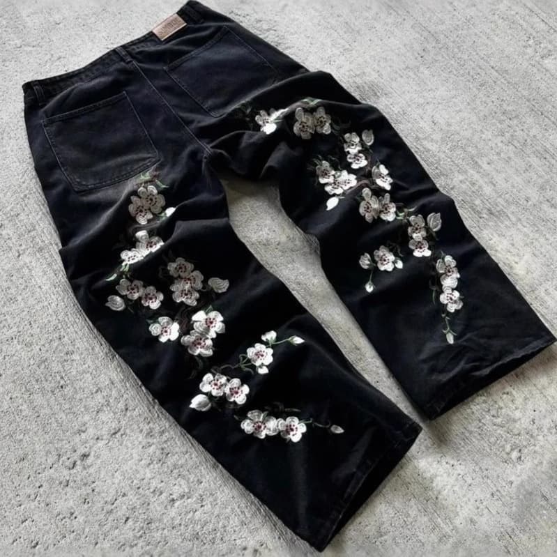 Men's Clothing Cherry Blossom Print Men And Women Spring Casual Trousers Hip Hop Y2K
