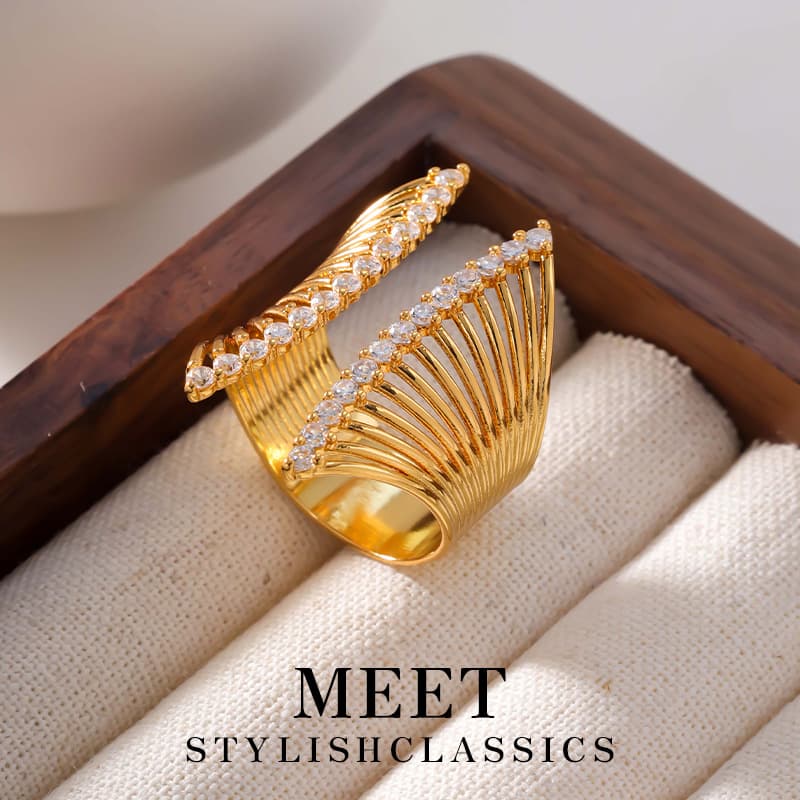 Personality Fashion Hollow Out Diamond For Women, Niche High-End Light Luxury Temperament Ins Exaggerated Minimalist Women,
