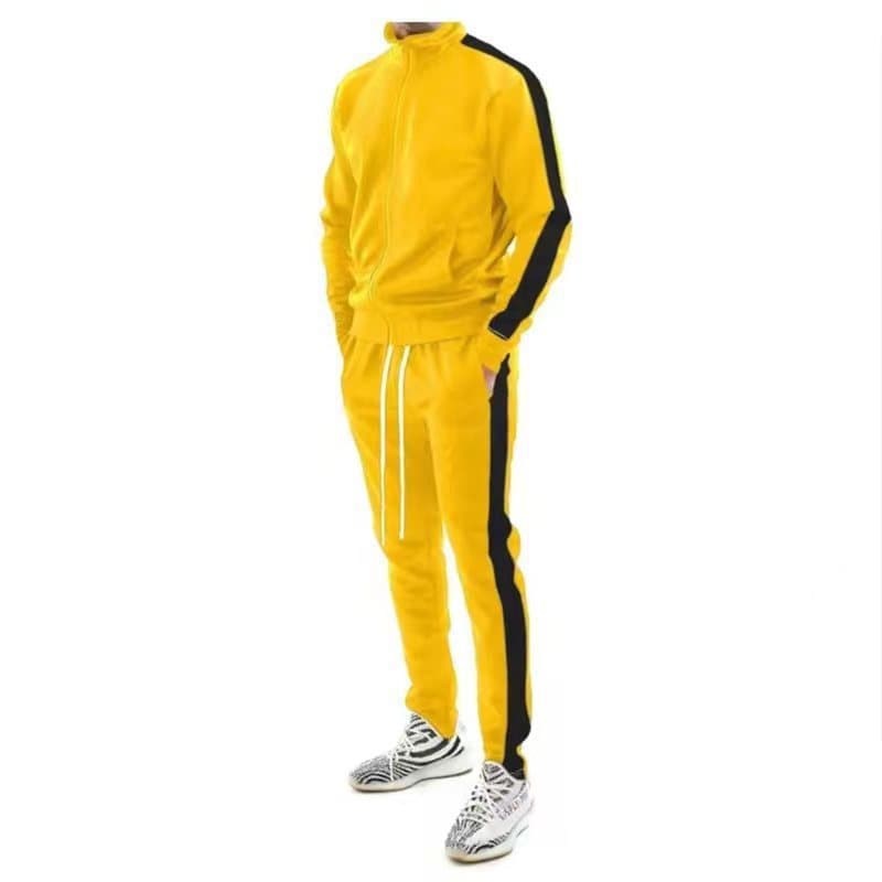 Ensemble de sport décontracté à col montant et couleurs contrastées pour jeunes hommes, nouvelle collection automne/hiver 2025