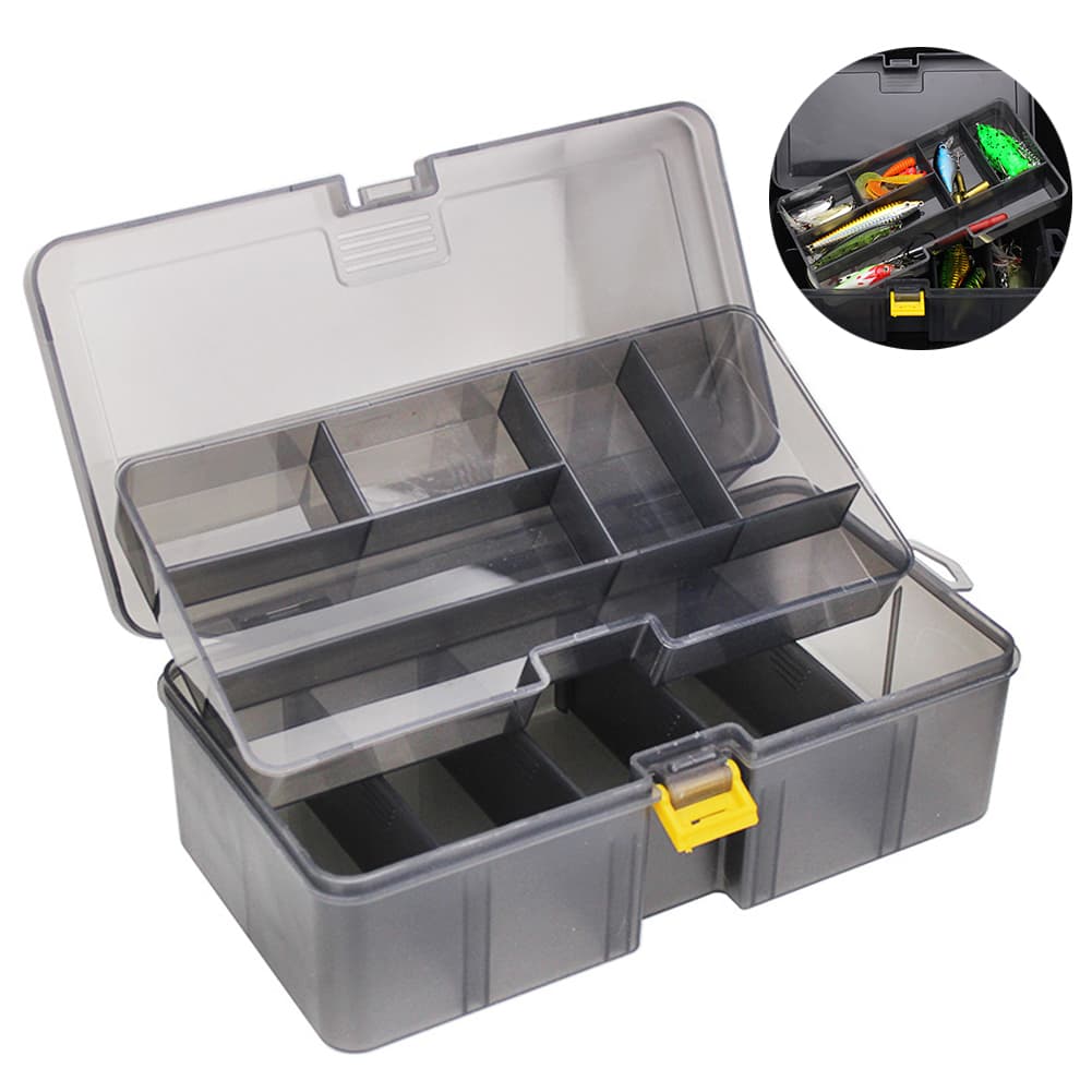 Kaou01 Waterproof Plastic Double Layer Fishing Tackle Lures Hook Bait Box Storage Case