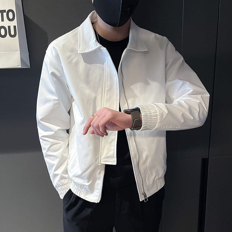 Men's White Jacket Versatile Solid Color Simple Men's Spring And Autumn Ruffian Handsome 2023 New Jacket