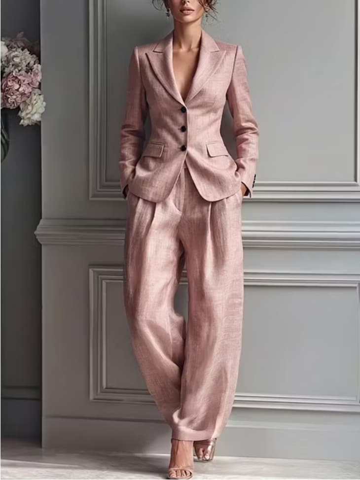 Ensemble tailleur décontracté et tendance pour femme, style européen-américain, site web indépendant, nouveauté 2026, veste et pantalon.
