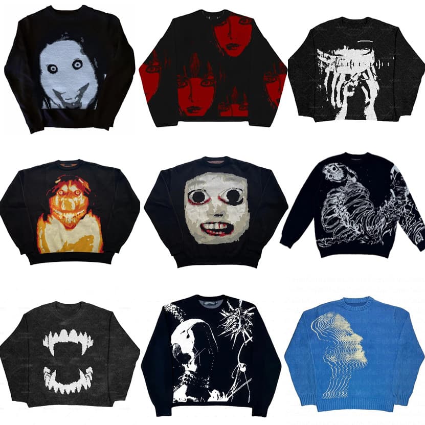 Men's Clothing autumn and winter knitted sweaters street trend dark style pullover sweater