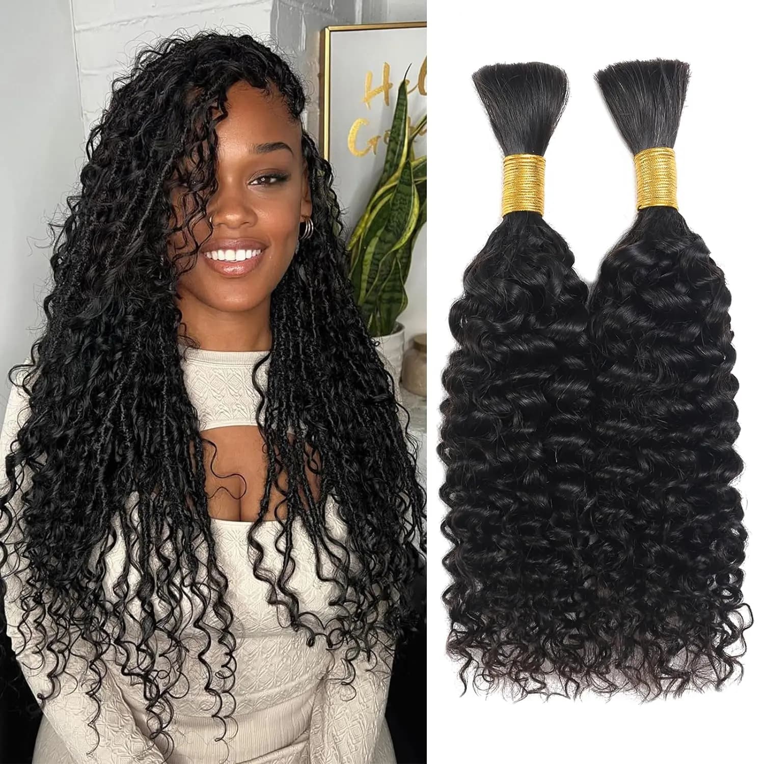 Human Hair Curly Bulk for Braiding Box Braids