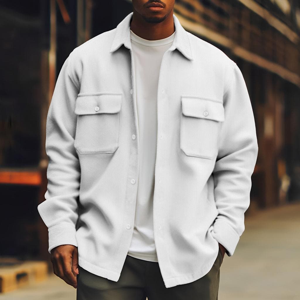 Men's Clothing Autumn Men's Solid Color Basic Jacket Coat Large Size Casual