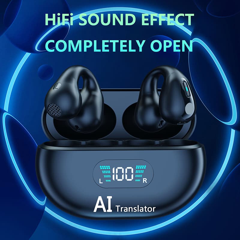 Translator New Ear Hanging Bluetooth Translation Headset Multi Language Translation Learning Travel Translator