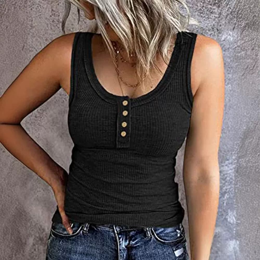 Women's Vest Summer Casual Ribbed Sleeveless Basic Camisole Slim Fit