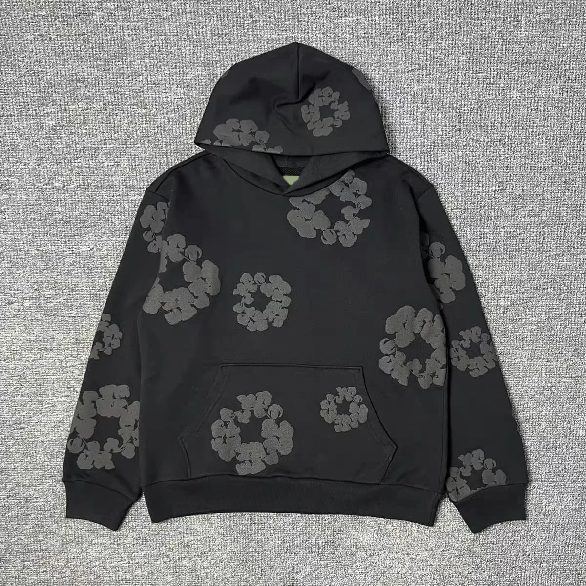 Denim Hoodie: Designer Kapok Print Sweatshirt, Hip Hop Streetwear Pullover With Long Sleeves