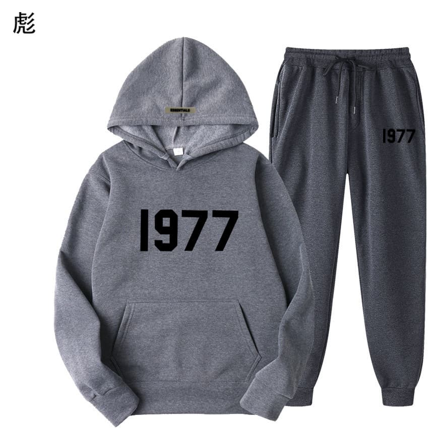 Ensemble pull polaire ample ESSENTIALS Double FOG Fashion Brand High Street, sweat à capuche unisexe avec inscription 1977.