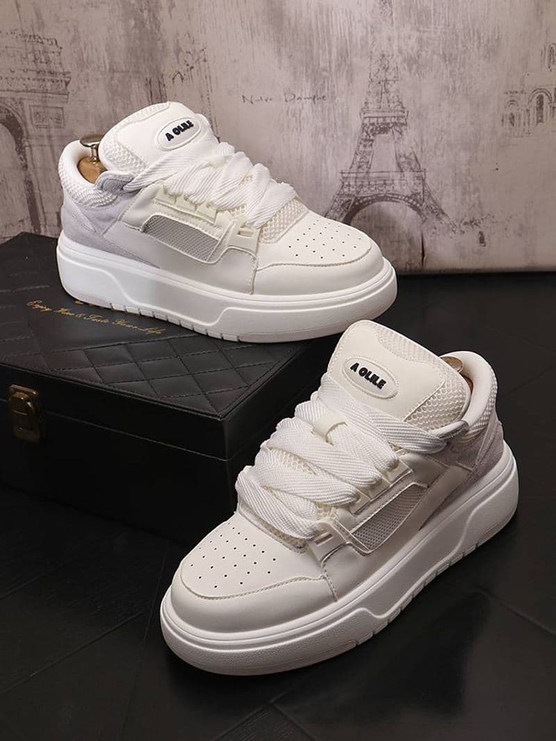 Small White New Breathable Mesh Cloth Thick Sole Increase Sports Casual Board Shoes