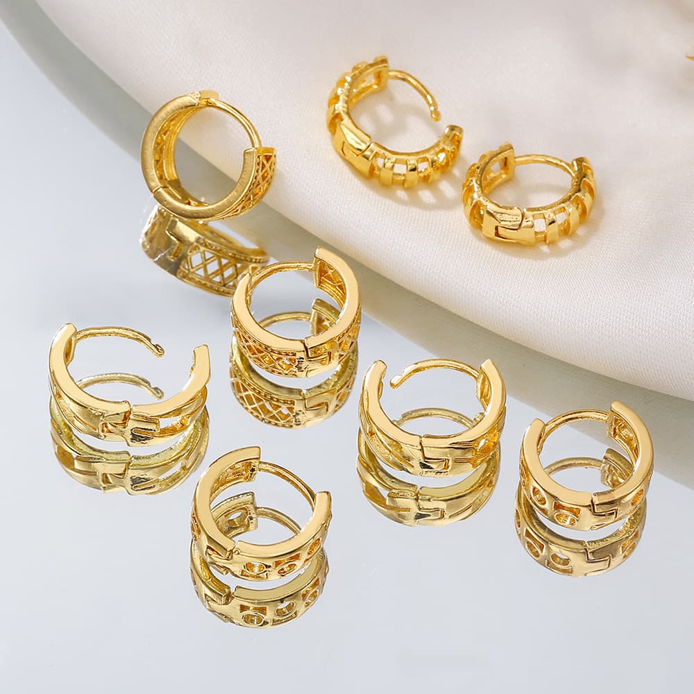 Fashionable And Creative Geometric Earrings, Personalized Copper Plated Earrings For Women, Small Alloy Earrings, Ear Loops, Ear Buckles For Women