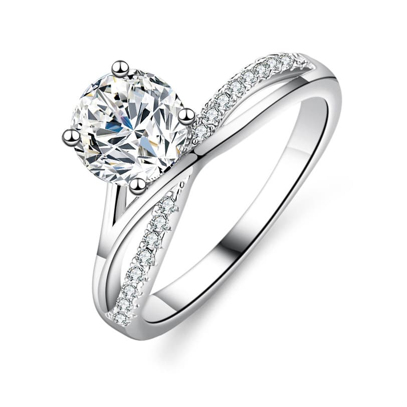 S Pure Silver D Color New Product Four Claw Star River Mosang Stone Ring Wedding, Gift for Wife Group Setting