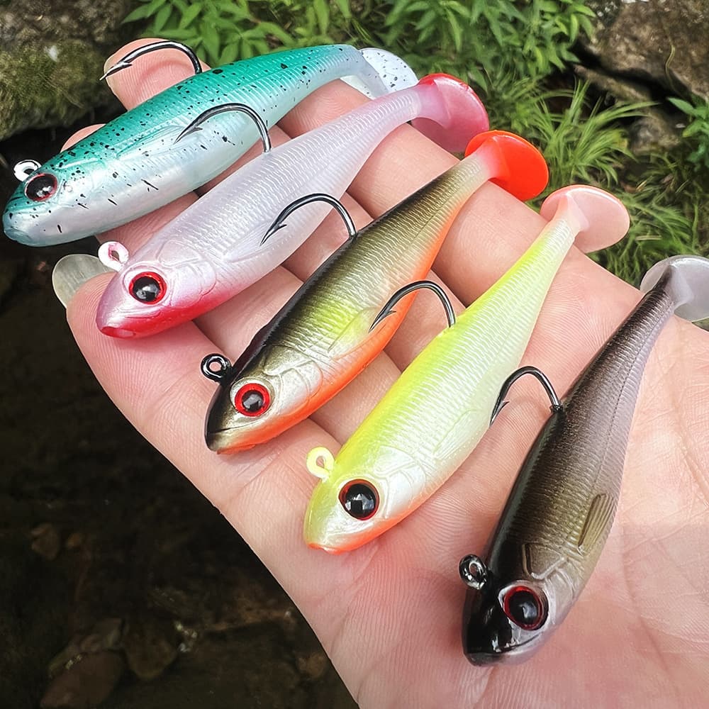 Lead-Wrapped Fish T-Tail Lure 6.5g 12.5g Single Hook Full Swim Layer Sinking Simulation Soft Bait